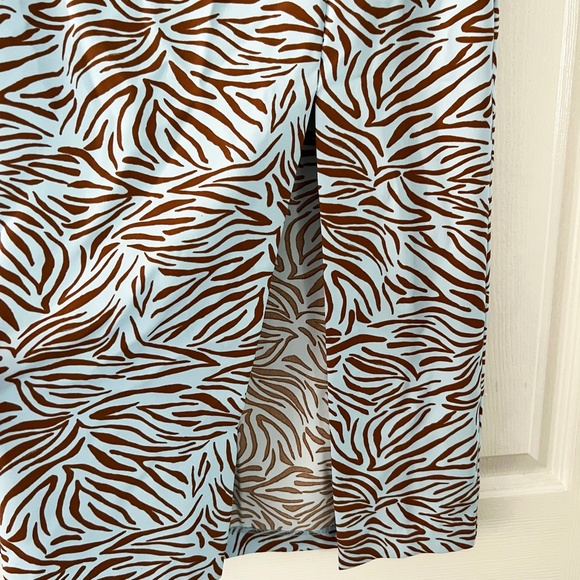 Zara Zebra Print Blue + Brown Midi Skirt - Picture 3 of 5